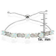 Sterling Silver Created Opal and Diamond Accent Infinity Adjustable Bracelet