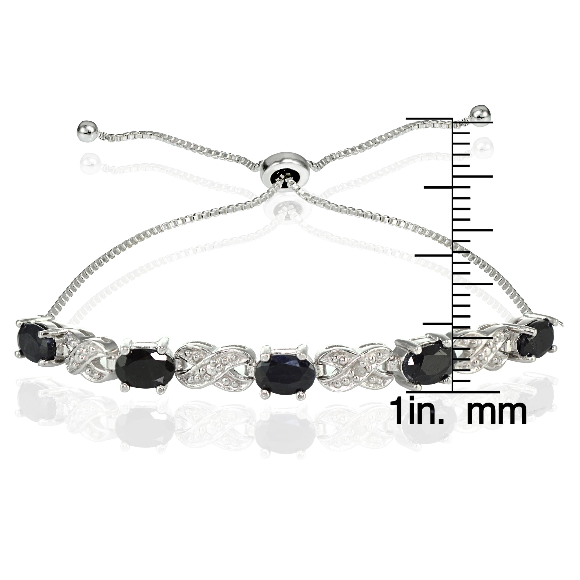 Sterling Silver Sapphire and Diamond Accent Infinity Adjustable Bracelet-3