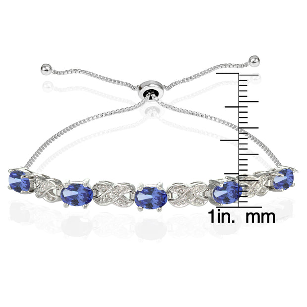 Sterling Silver Tanzanite and Diamond Accent Infinity Adjustable Bracelet