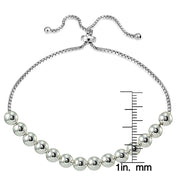 Sterling Silver 6mm Bead Adjustable Bracelet