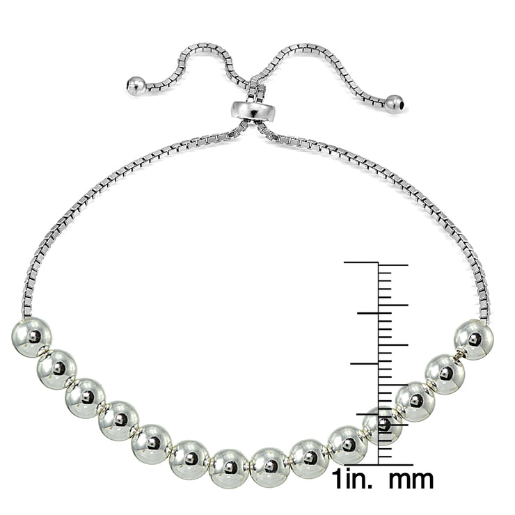 Sterling Silver 6mm Bead Adjustable Bracelet