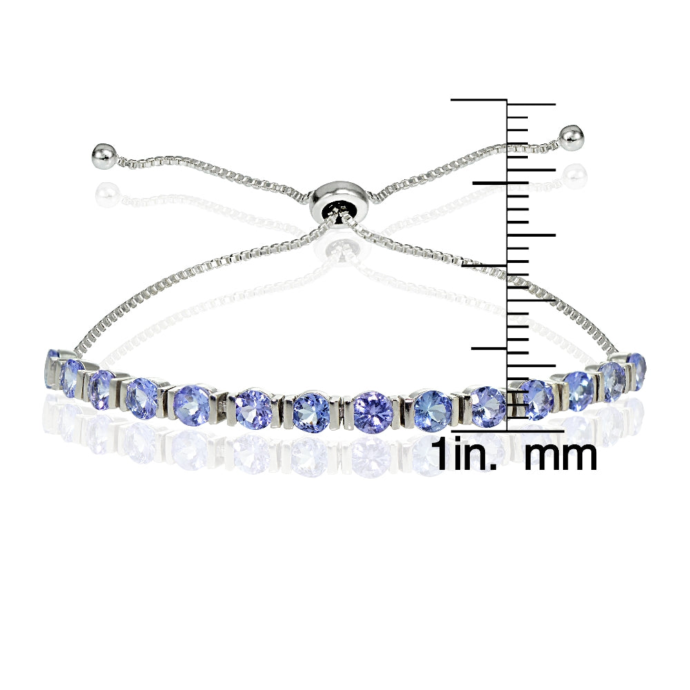 Sterling Silver Tanzanite Round Adjustable Bracelet-2