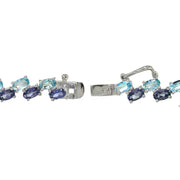 Sterling Silver Tanzanite and Aquamarine 2-row Bracelet