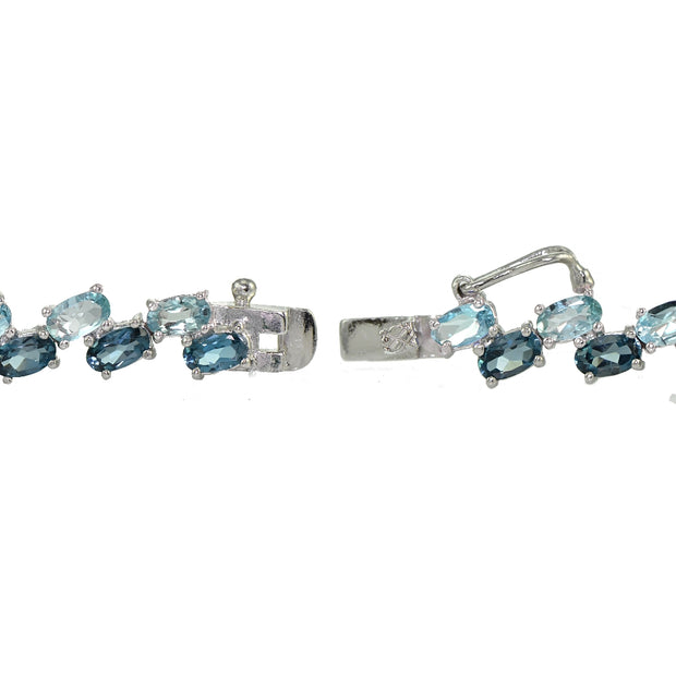 Sterling Silver London Blue Topaz and Blue Topaz 2-row Bracelet