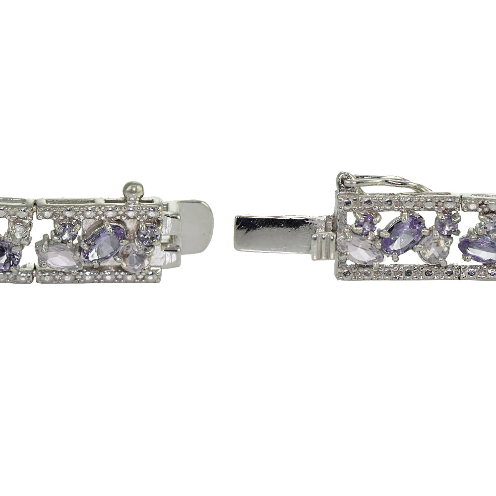 Sterling Silver African Amethyst and Amethyst Cluster Bracelet-2