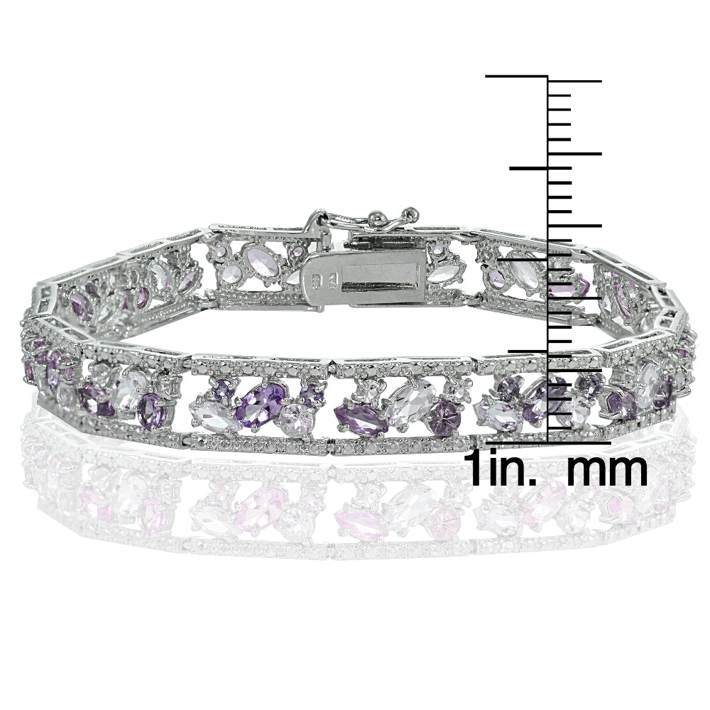 Sterling Silver African Amethyst and Amethyst Cluster Bracelet-3