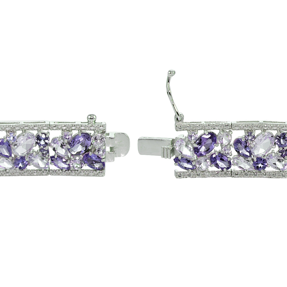 Sterling Silver African Amethyst and Amethyst Cluster Bracelet-2