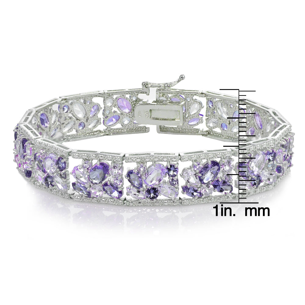 Sterling Silver African Amethyst and Amethyst Cluster Bracelet-3