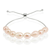 Sterling Silver Peach Freshwater Cultured Pearl Adjustable Bracelet