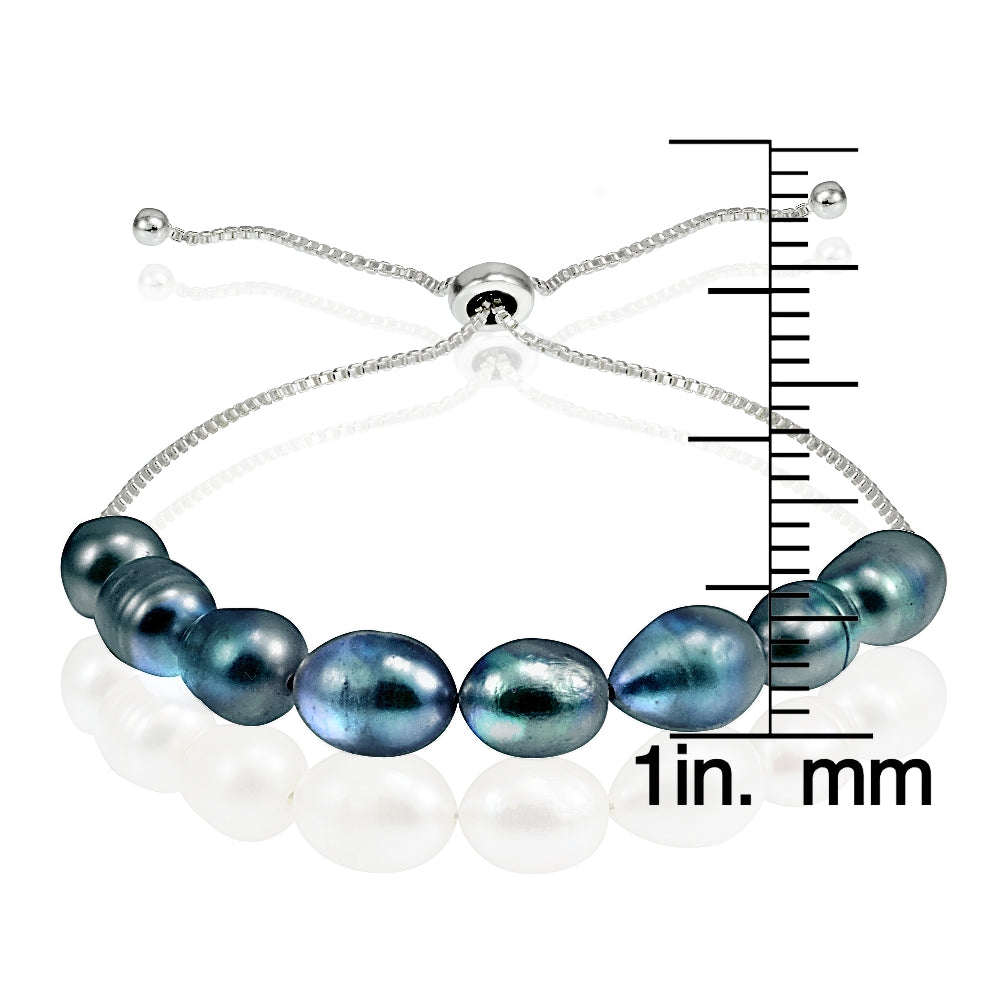 Sterling Silver Peacock Freshwater Cultured Pearl Adjustable Bracelet-3