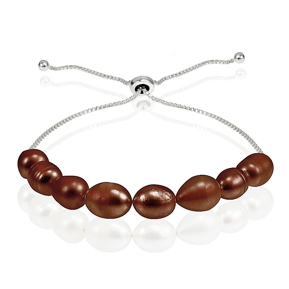 Sterling Silver Brown Freshwater Cultured Pearl Adjustable Bracelet