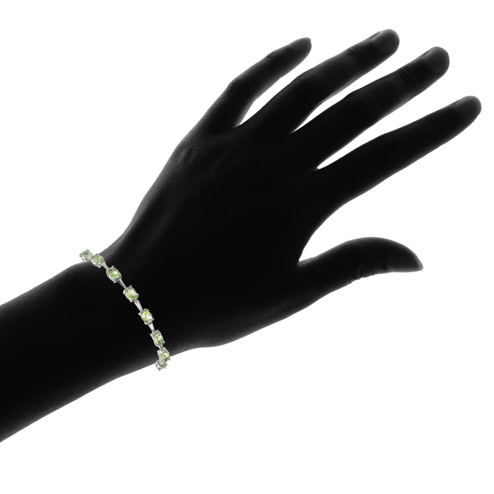 Sterling Silver Peridot Oval Adjustable Bolo Bracelet-4