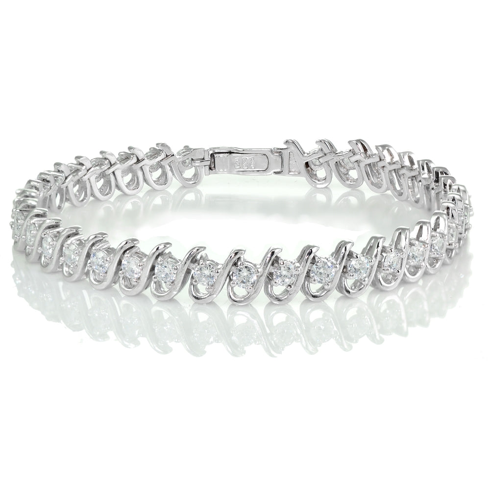 Sterling Silver Cubic Zirconia S Link Tennis Bracelet