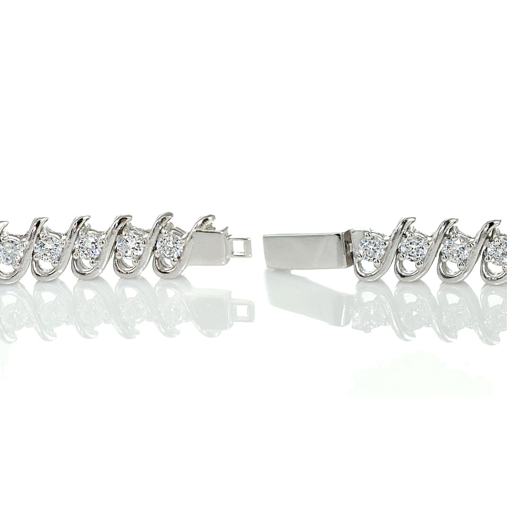 Sterling Silver Cubic Zirconia S Link Tennis Bracelet-2