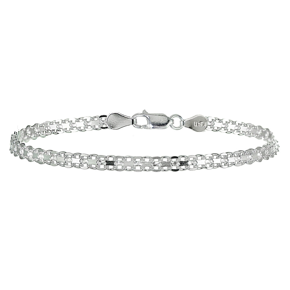 Sterling Silver 4mm Polished Bismark Chain Bracelet