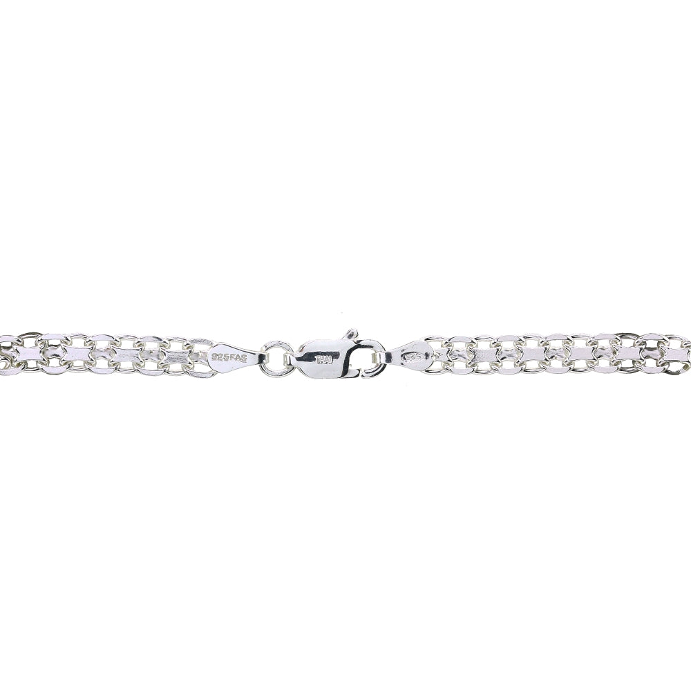 Sterling Silver 4mm Polished Bismark Chain Bracelet-2