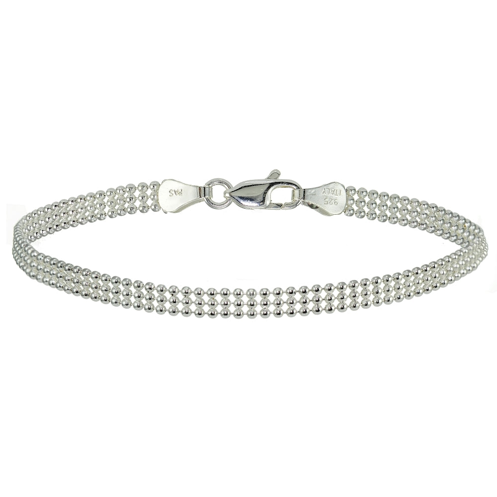 Sterling Silver 3.5mm Polished Mesh Design Bracelet