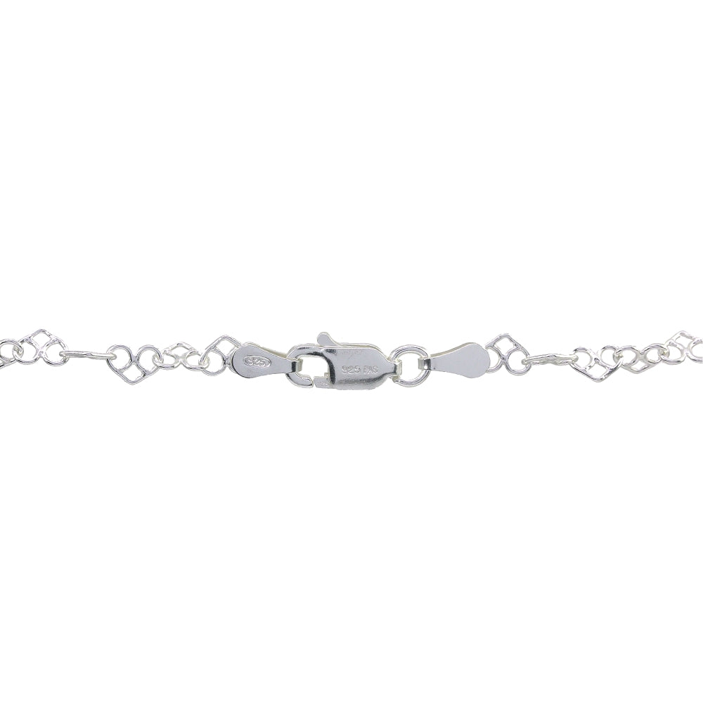 Sterling Silver 3.5mm Intertwining Hearts Link Chain Bracelet-2
