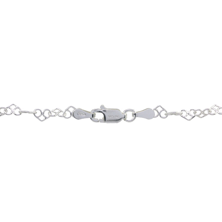 Sterling Silver 3.5mm Intertwining Hearts Link Chain Bracelet