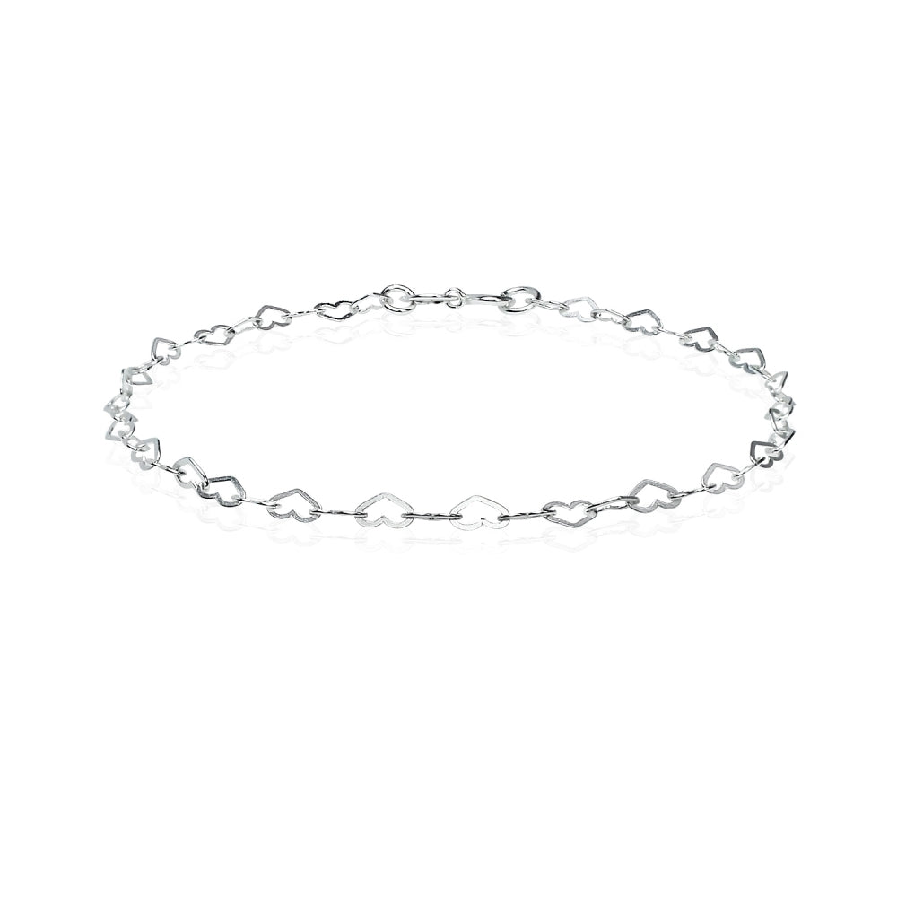 Sterling Silver Heart Link Chain Bracelet
