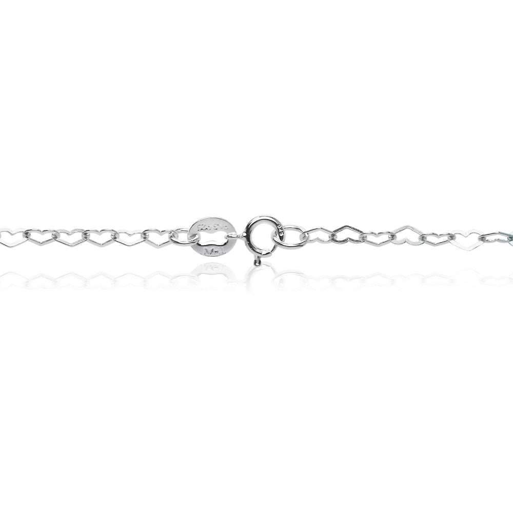 Sterling Silver Heart Link Chain Bracelet-2