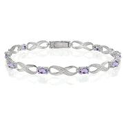Sterling Silver Amethyst and Diamond Accent Infinity Link Bracelet