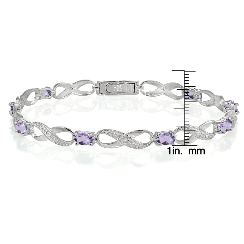 Sterling Silver Amethyst and Diamond Accent Infinity Link Bracelet-3