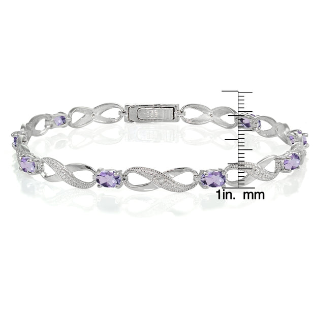 Sterling Silver Amethyst and Diamond Accent Infinity Link Bracelet