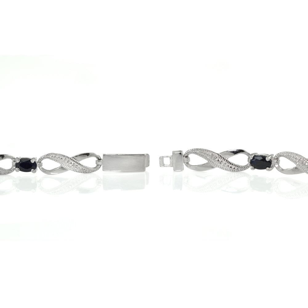 Sterling Silver Sapphire and Diamond Accent Infinity Link Bracelet-2