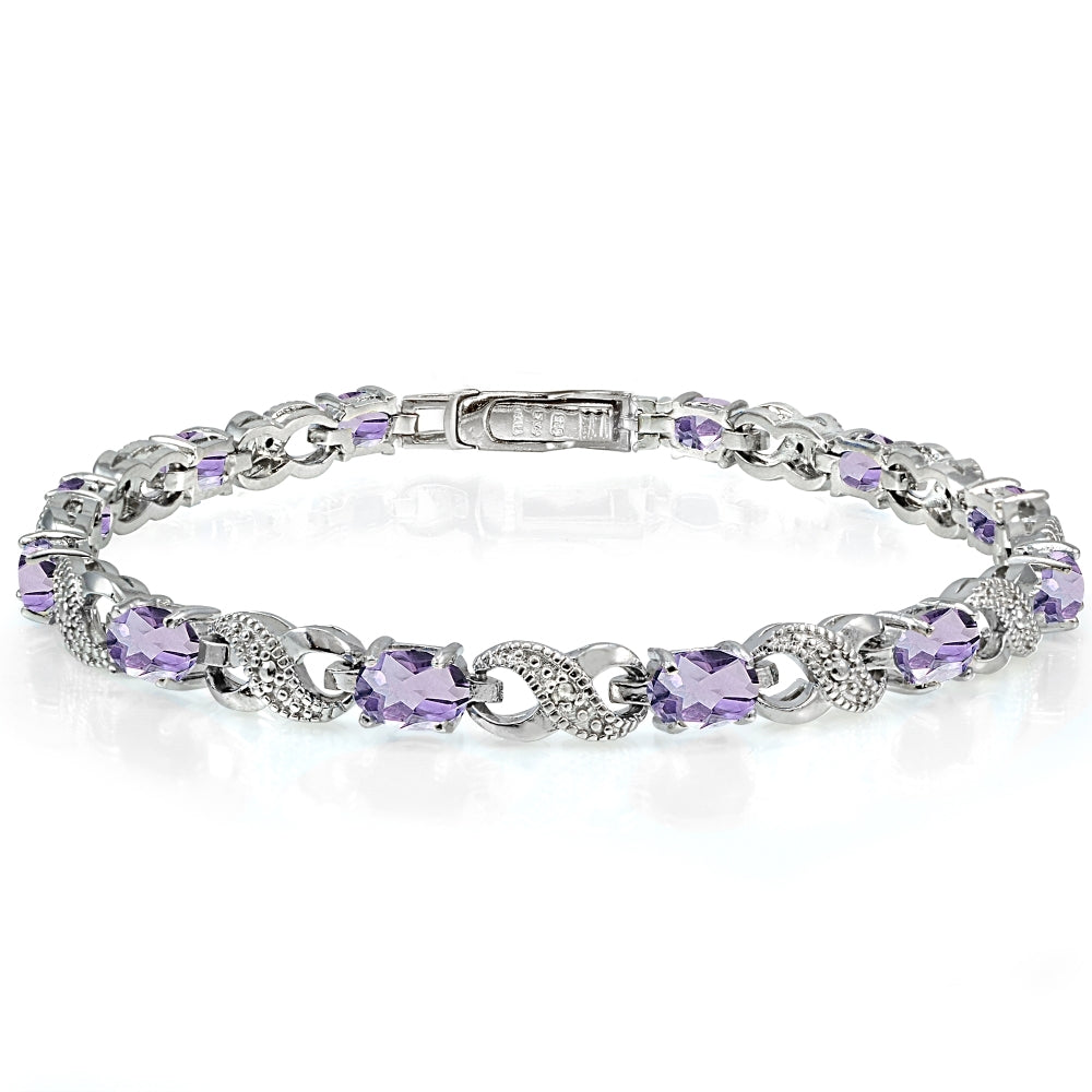 Sterling Silver Amethyst and Diamond Accent Infinity Tennis Bracelet