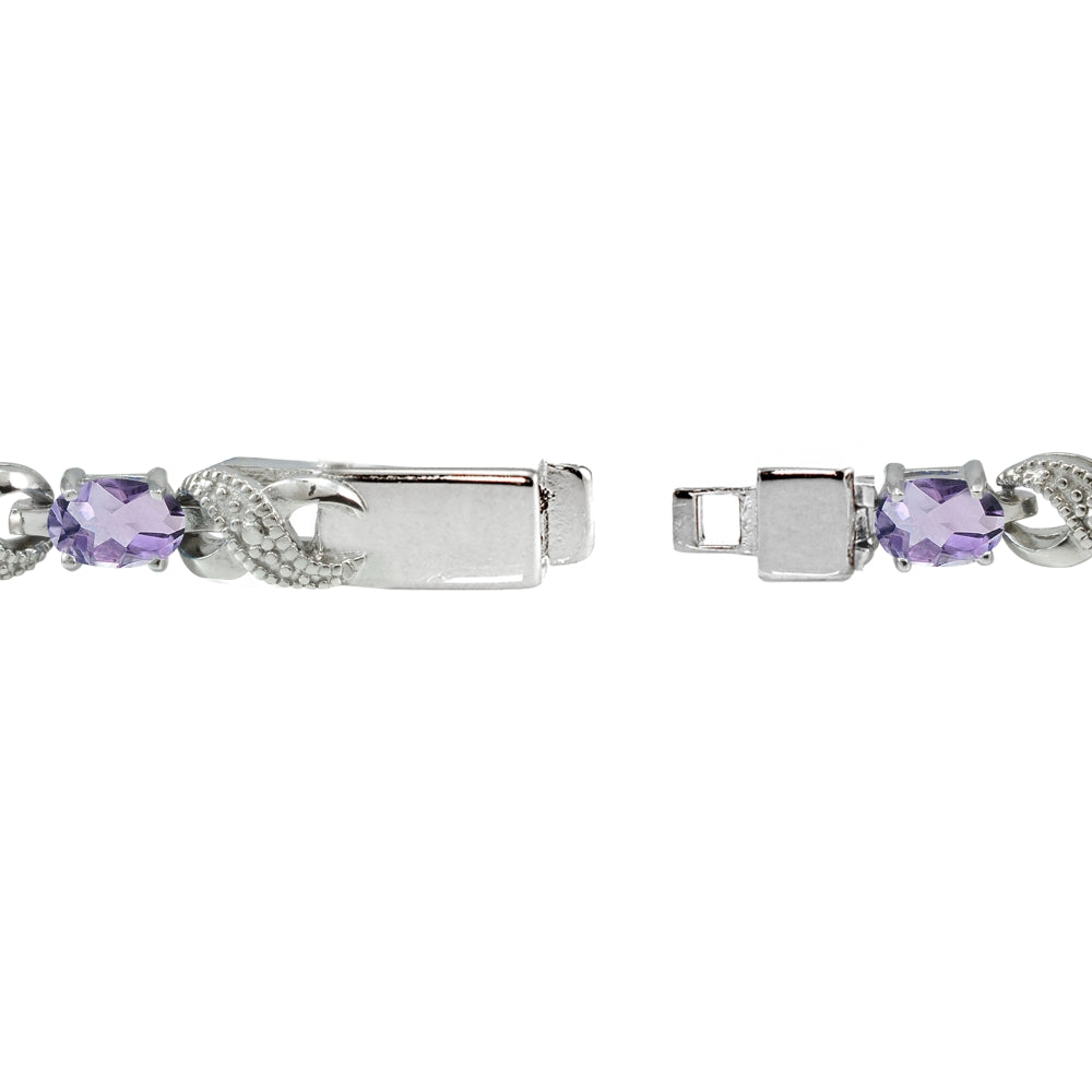 Sterling Silver Amethyst and Diamond Accent Infinity Tennis Bracelet-2