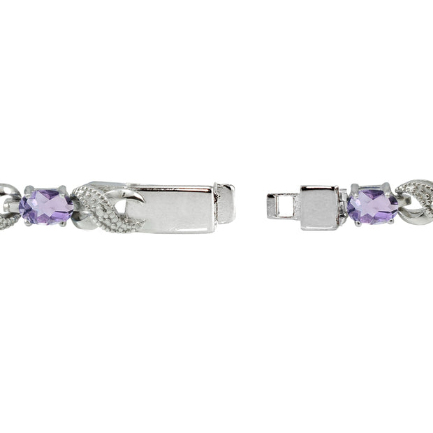 Sterling Silver Amethyst and Diamond Accent Infinity Tennis Bracelet