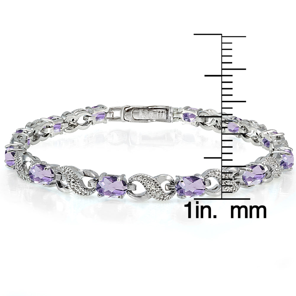 Sterling Silver Amethyst and Diamond Accent Infinity Tennis Bracelet-3