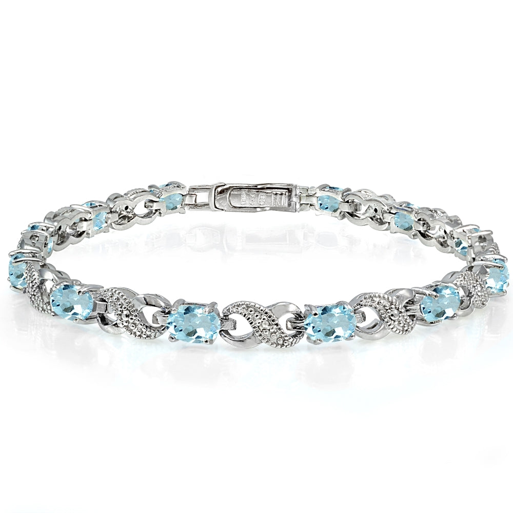 Sterling Silver Blue Topaz and Diamond Accent Infinity Tennis Bracelet