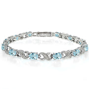 Sterling Silver Blue Topaz and Diamond Accent Infinity Tennis Bracelet
