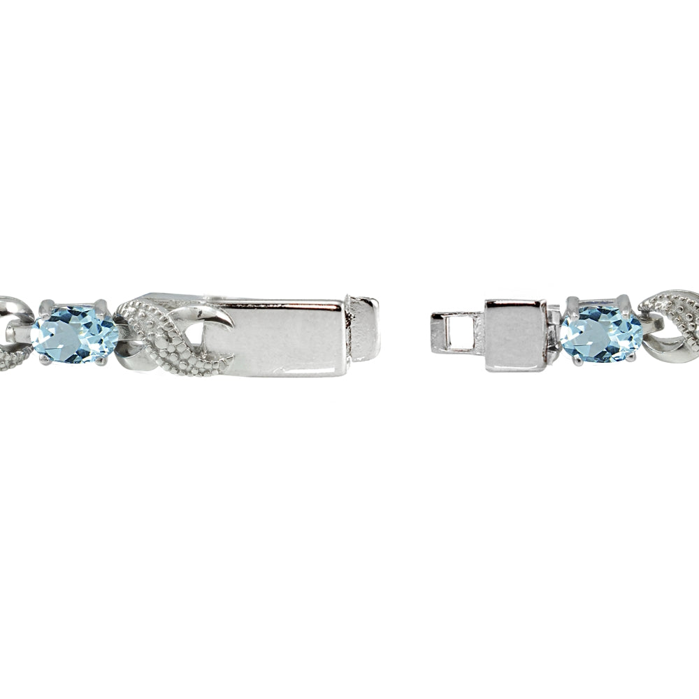 Sterling Silver Blue Topaz and Diamond Accent Infinity Tennis Bracelet-2