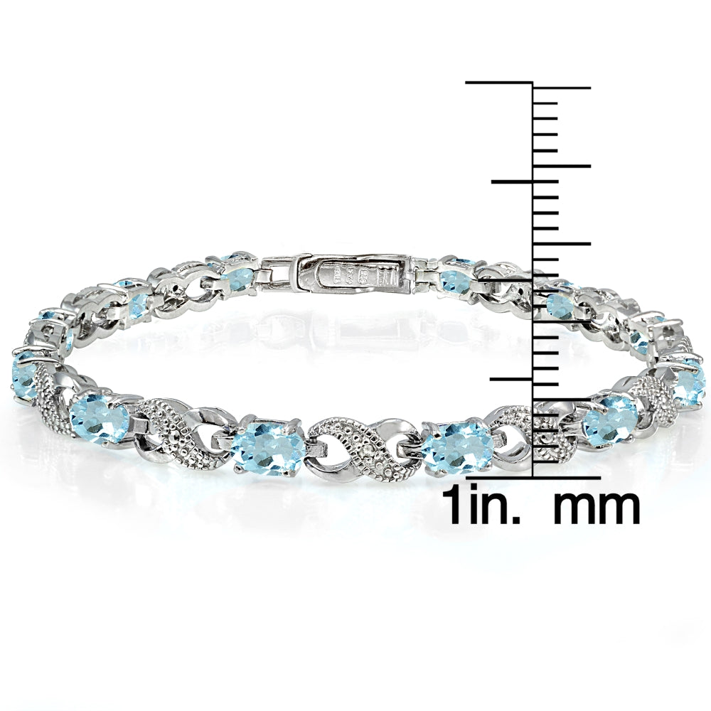 Sterling Silver Blue Topaz and Diamond Accent Infinity Tennis Bracelet-3
