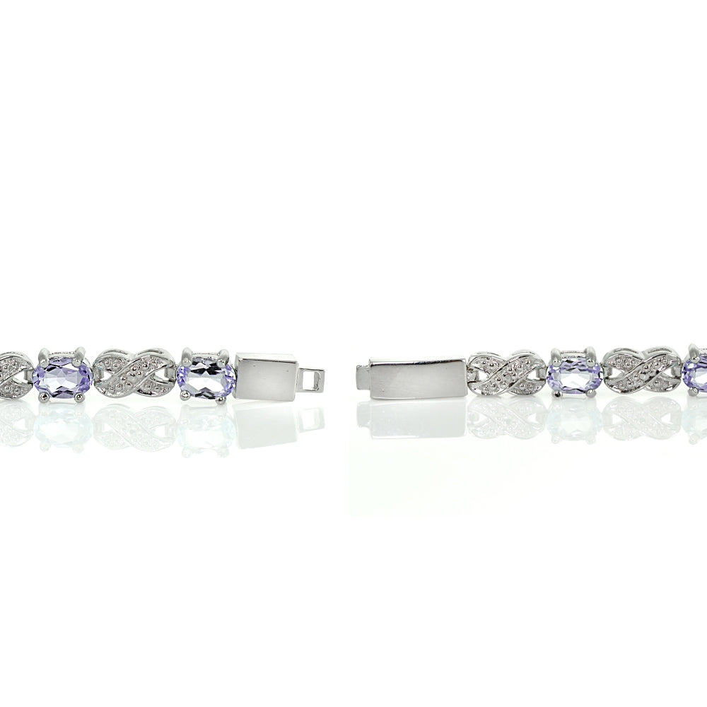 Sterling Silver Amethyst and Diamond Accent Infinity  X & Oval Tennis Bracelet-2