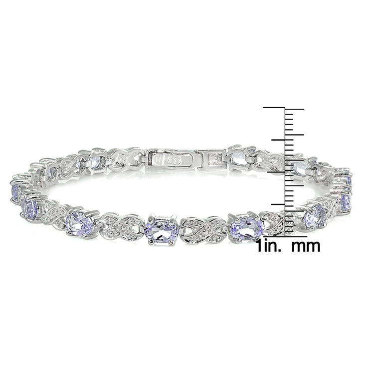 Sterling Silver Amethyst and Diamond Accent Infinity  X & Oval Tennis Bracelet
