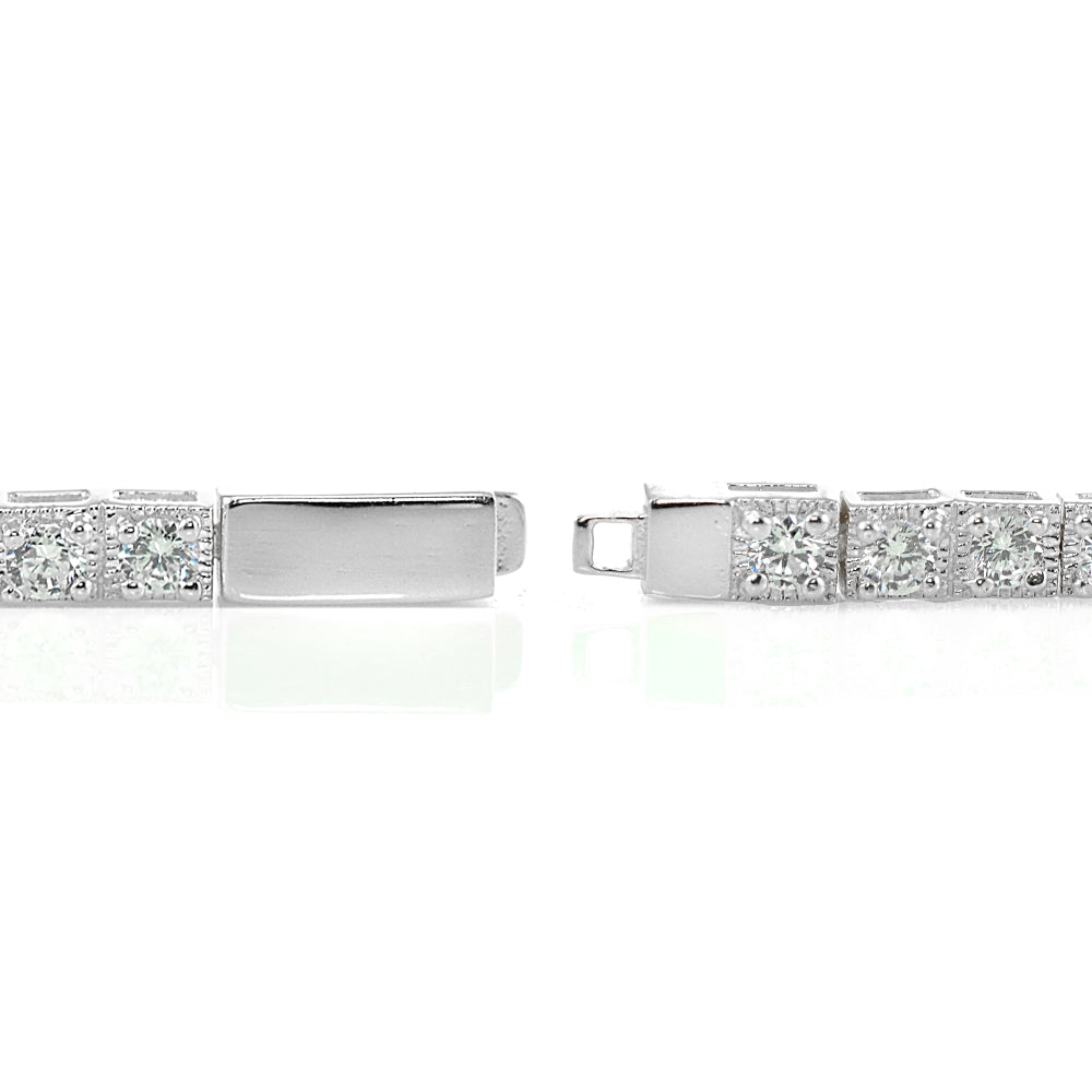 Sterling Silver 3mm Cubic Zirconia Classic Bar Tennis Bracelet-2