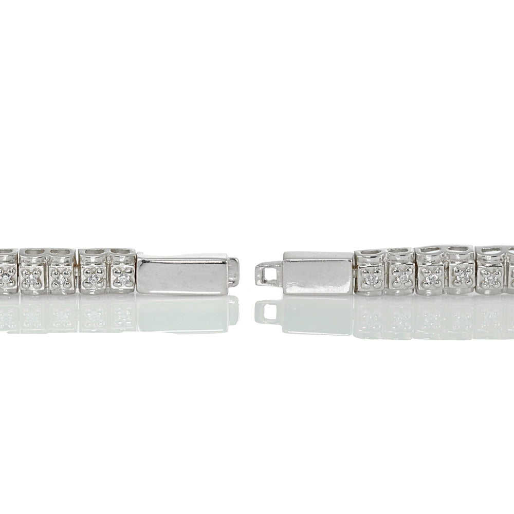 Sterling Silver Cubic Zirconia 1.3mm Bar Tennis Bracelet-2