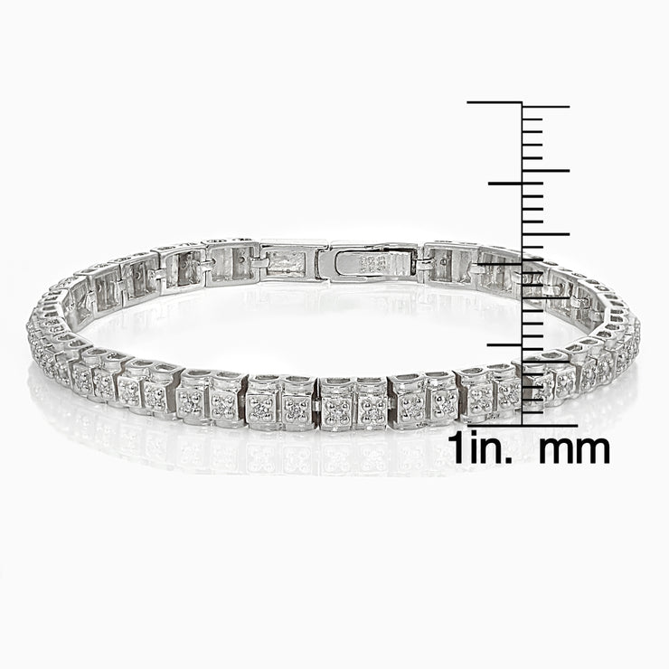 Sterling Silver Cubic Zirconia 1.3mm Bar Tennis Bracelet
