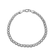 Sterling Silver 3mm Bismark Chain Bracelet, 7 Inches