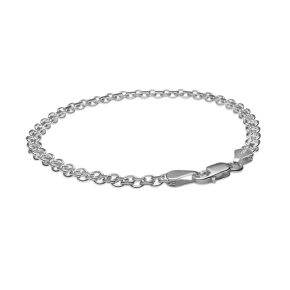 Sterling Silver 3mm Bismark Chain Bracelet, 7 Inches-2