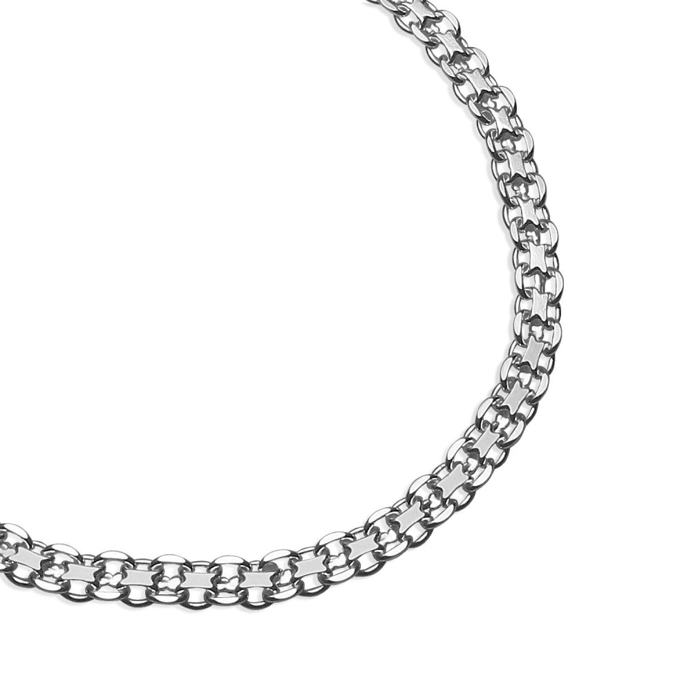Sterling Silver 3mm Bismark Chain Bracelet, 7 Inches-3