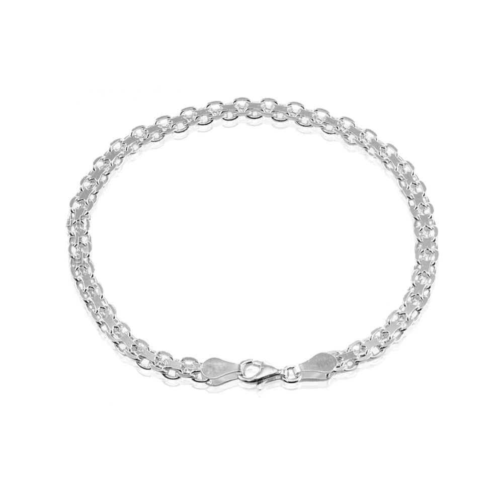 Sterling Silver 4mm Bismark Chain Bracelet, 7 Inches