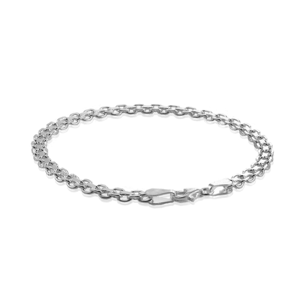 Sterling Silver 4mm Bismark Chain Bracelet, 7 Inches-2