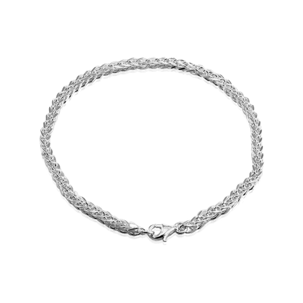 Sterling Silver 2mm Spiga Chain Bracelet, 7 Inches