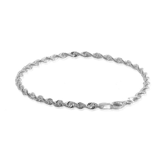 Sterling Silver 2mm Twist Rope Chain Bracelet, 8 Inches