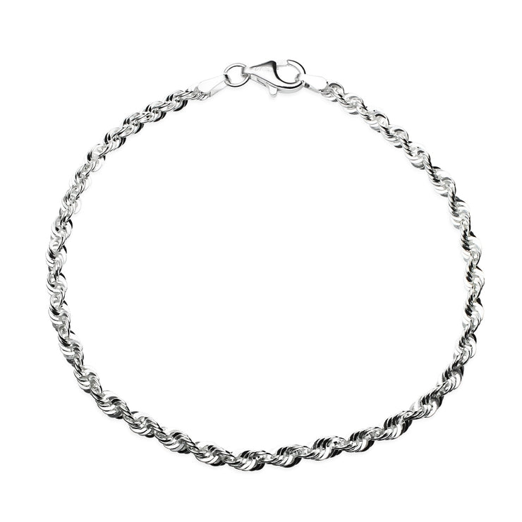 Sterling Silver 3mm Twist Rope Chain Bracelet, 8 Inches